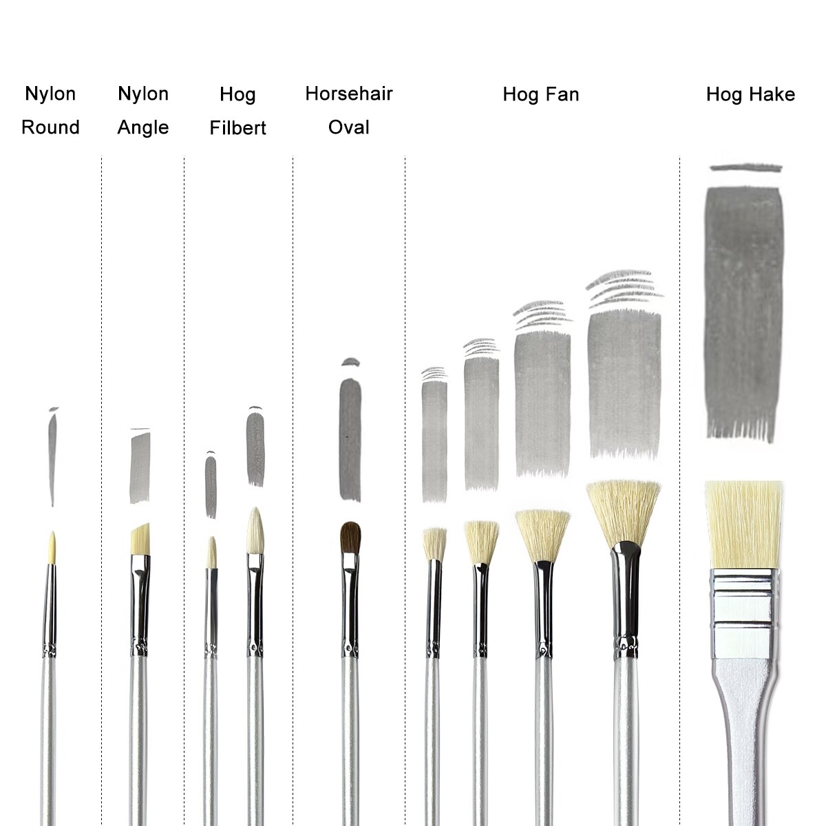 XDT#888-3 Assorted Art Brush Set 10Pc X-Long Handle Acrylic Oil Watercolor