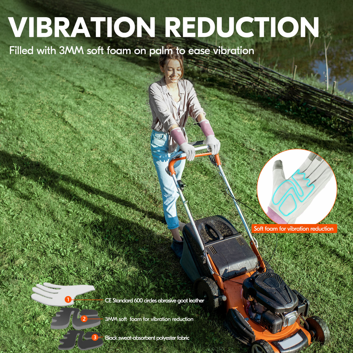 Vgo 1/2 Pairs Goat Leather Extra-Long Cuff Thornproof Gardening Gloves (GA1013)