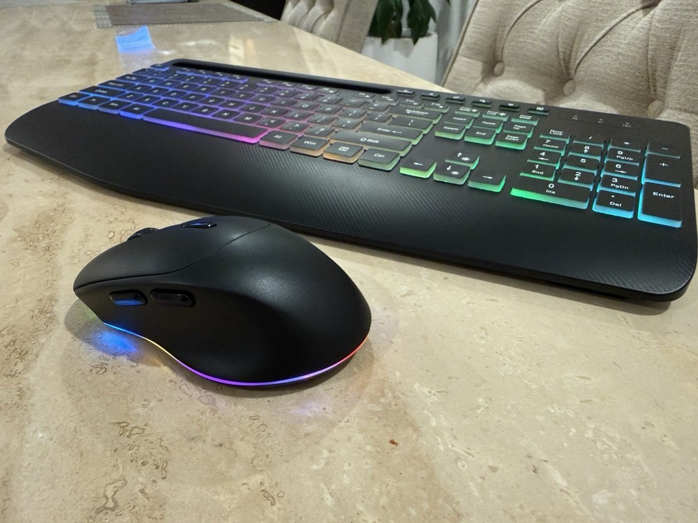 Sablute KM22 MAX Wireless Backlit Keyboard & Mouse Combo for Mac or PC - Black.