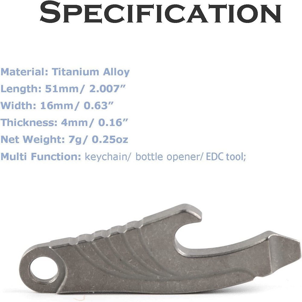 EDC Multi Tool Titanium Pry Bar with Bottle Opener Screwdriver Function (Grey)