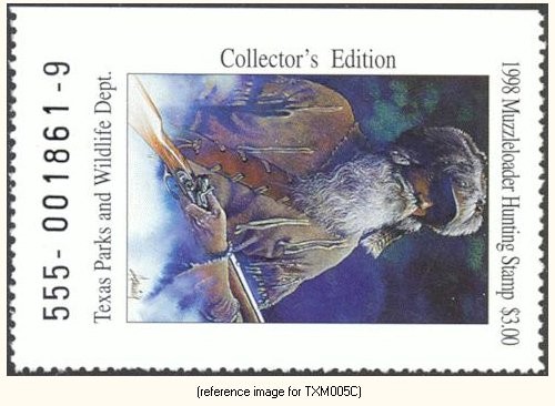 HALFPRICEHUNT Texas Muzzle-loader Stamp 1998 ($3.00)