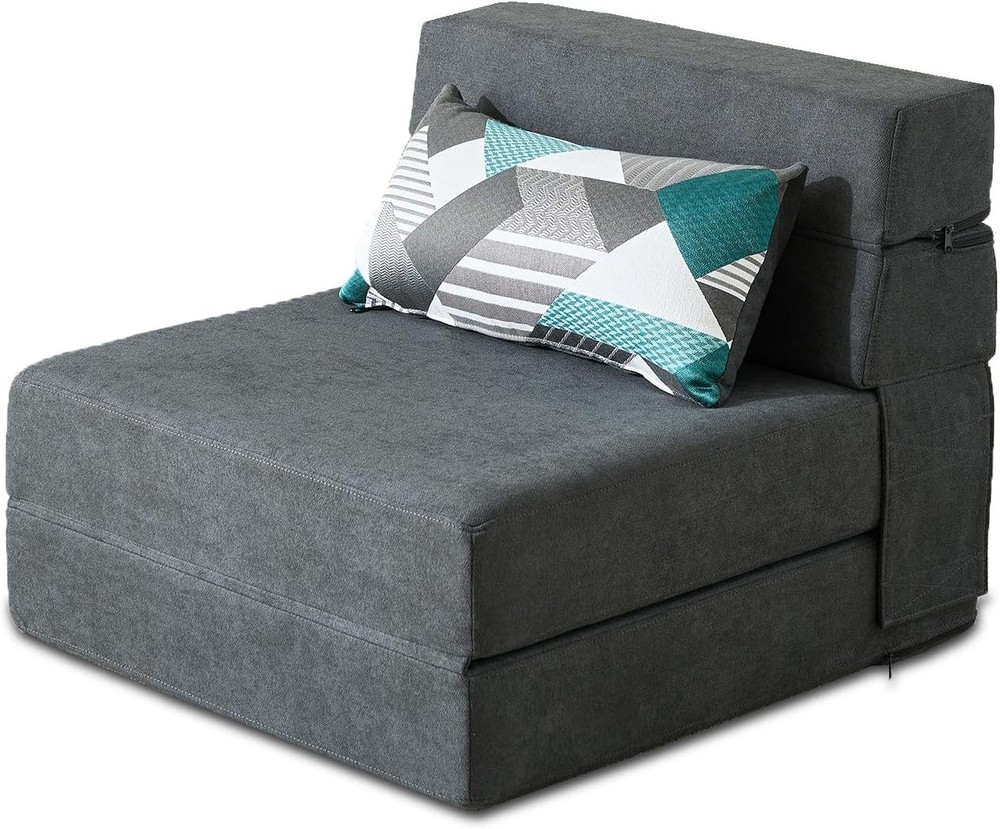 Folding Sofa Bed Single Size W/ Pillow Memory Foam Convertible Sleeper Chair