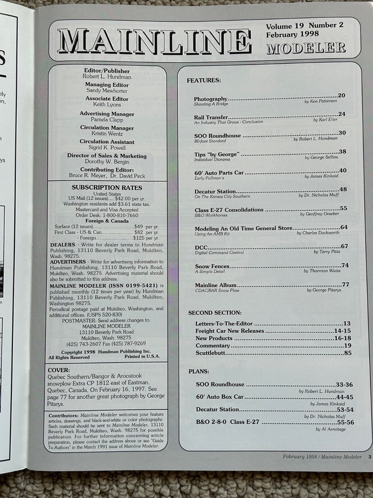 1998 Mainline Modeler Magazines