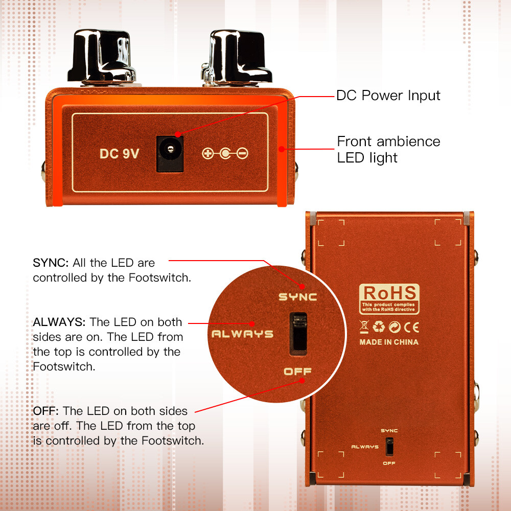 JOYO Compressor Overdrive Pedal Simulate Amplifier AMP Effect + 9V Power Adapter