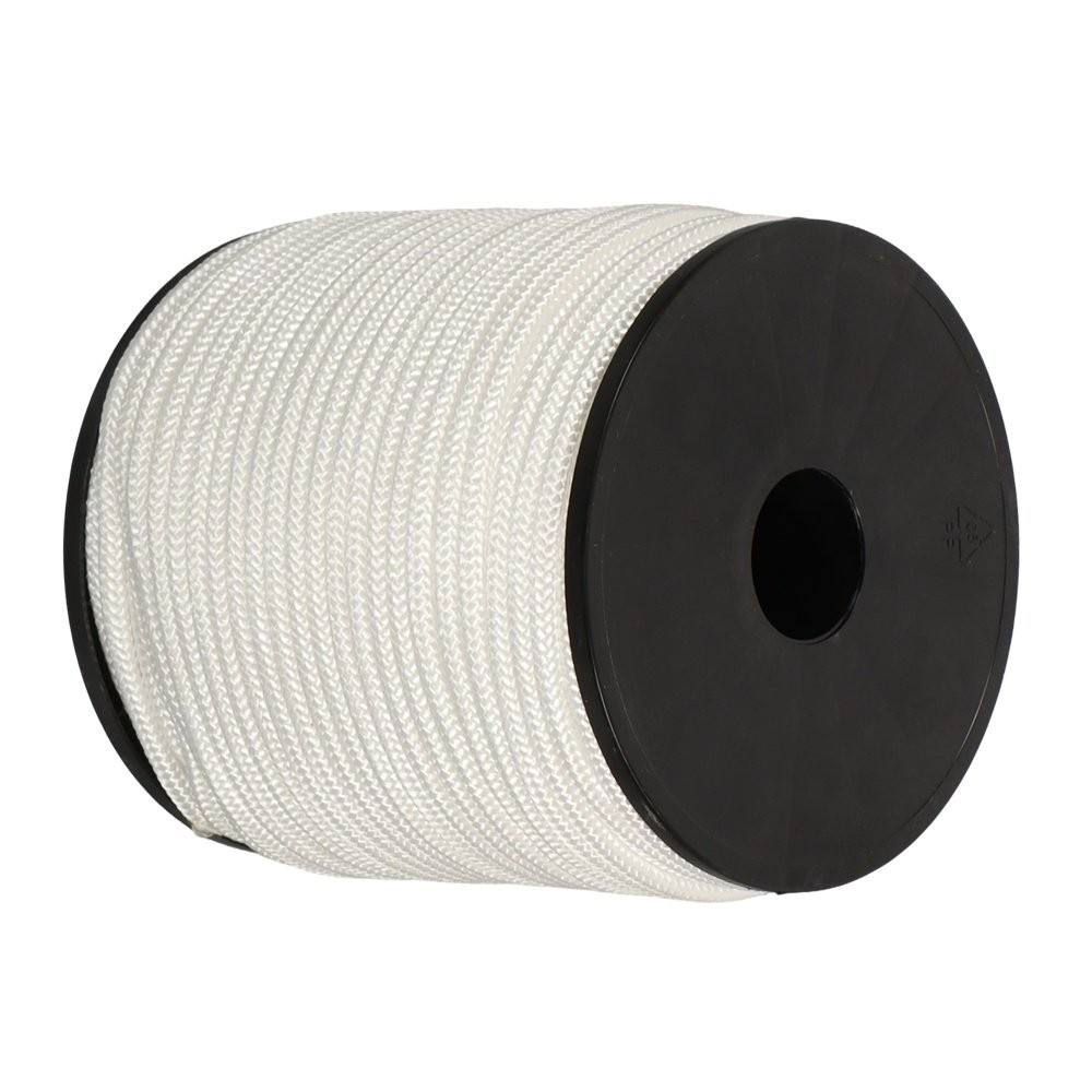 Multipurpose White Nylon Rope Sturdy Spool Solid Braid Knot Rope 1/4" × 5250'