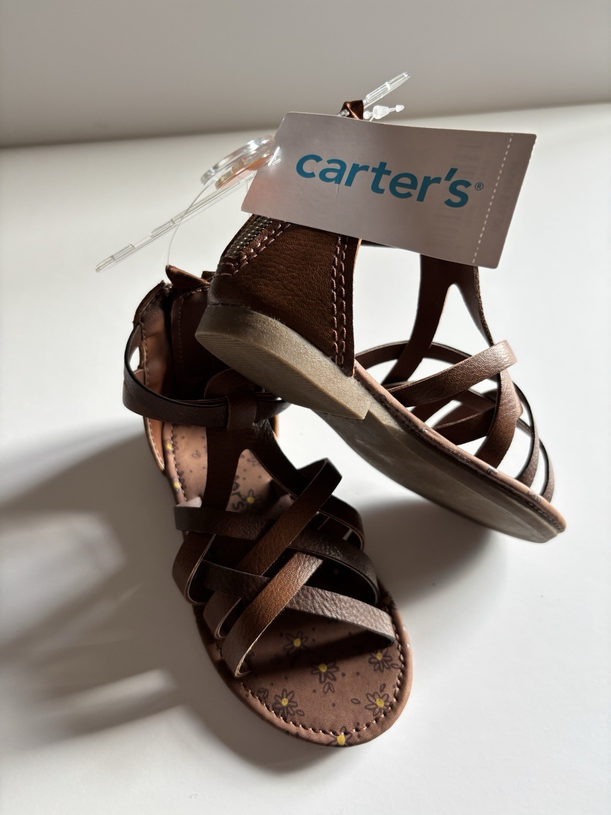 Carters Sz 7 Toddler Girls Strappy Sandals Style: Natalie - Color: Brown NEW $36