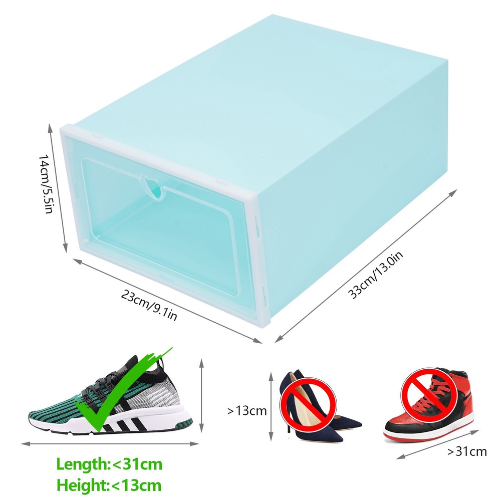 20 PCS Stackable Shoe Boxes, 33*23*14cm Shoe Storage Case, Shoe Organizer Boxes