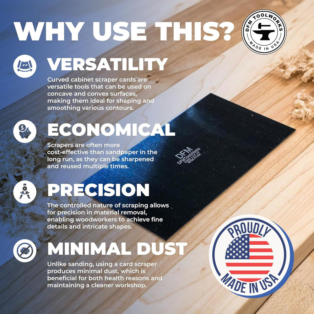 Rectangle Card Scraper - Precision Cabinet Multi-Use Scraper for Woodworking, Wo