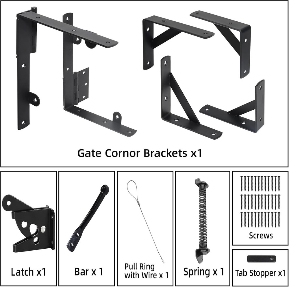Fence Gate Kit Gate Hardware, 1 Set Anti Sag Gate Kit Gate Frame Cornor Brack...