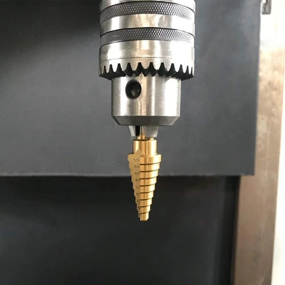 HSS 6PCS Titanium Step Drill Bit Set W Automatic Center Punch High Speed Steel