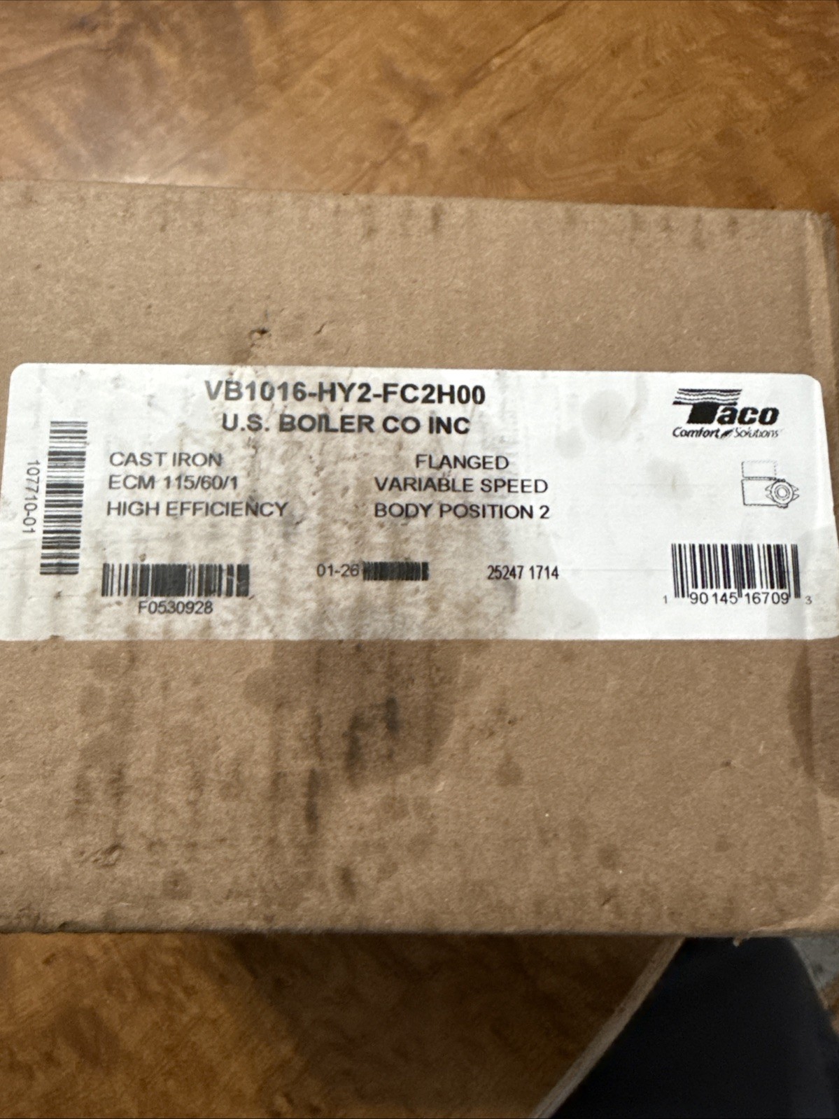 1- Taco VB1016-HY2-FC2H00 Cast Iron Flanged ECM 115/60/1 Circulator Pump - New