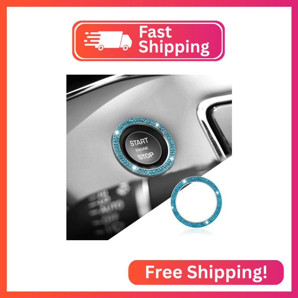 HEVLE Crystal Rhinestone Engine Start Decals, Push to Start Button Cover, Key Ig