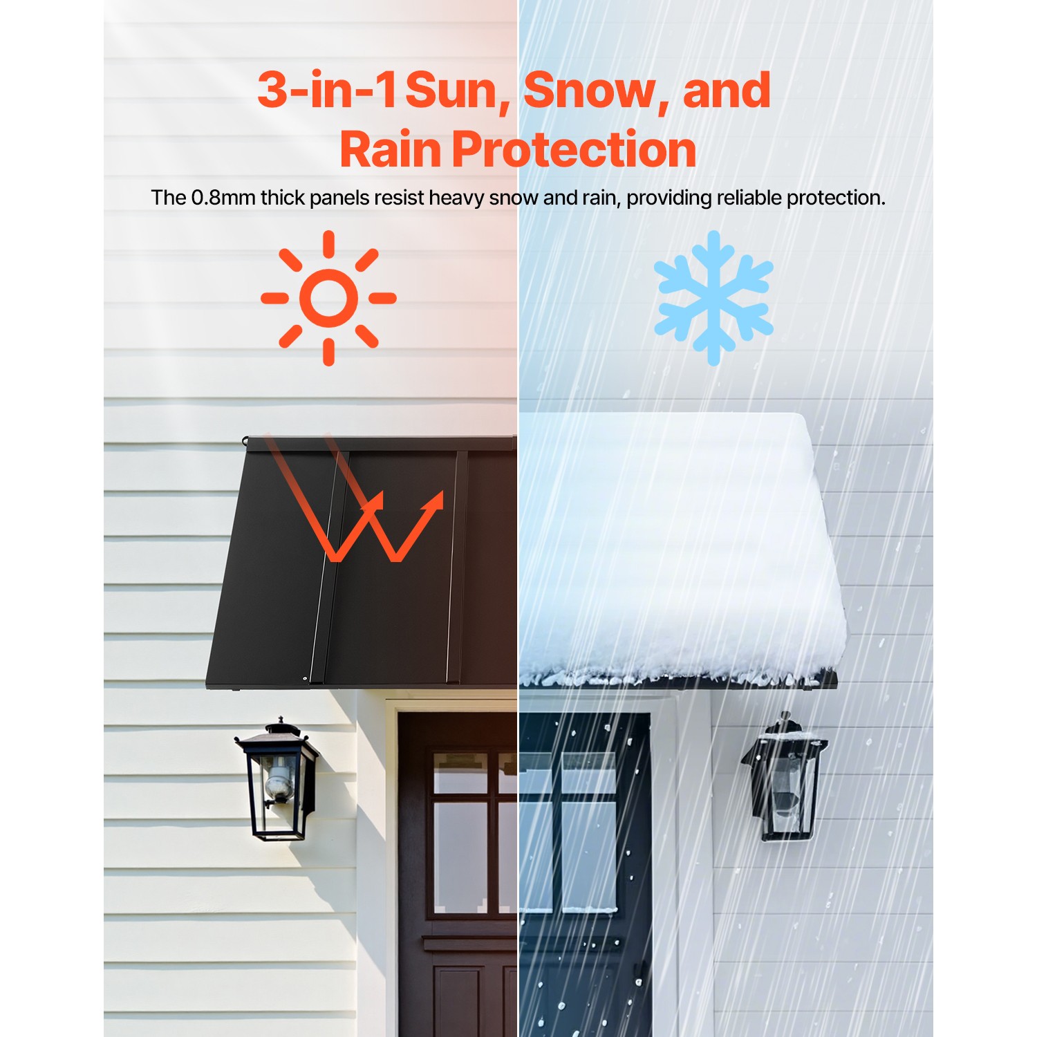 Window Awning Door Canopy 56x24 in Outdoor Steel Front Door Awnings Anti-Rust