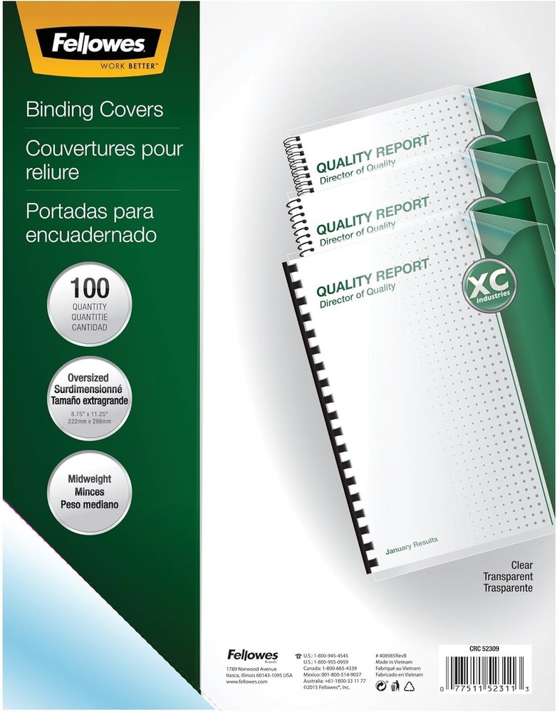 100 Pack Oversize Transparent PVC Binding Covers - Clear Document Shields