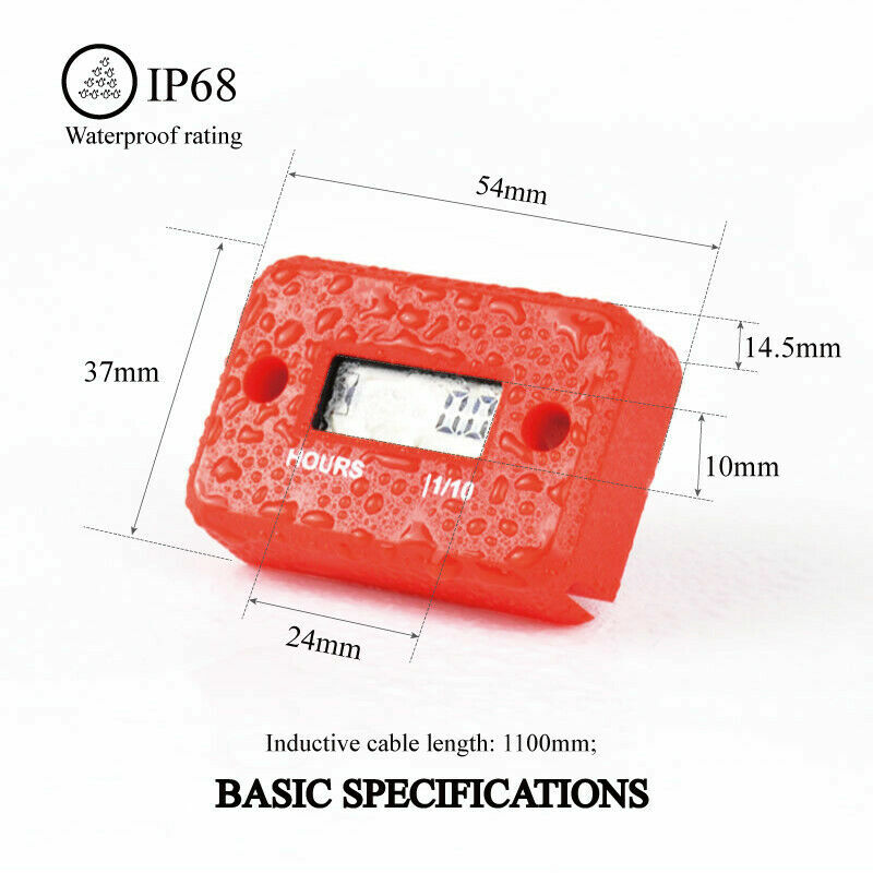 Inductive Hour Meter Maintenance Reminder Engine For Motorcycle Boat Waterproof