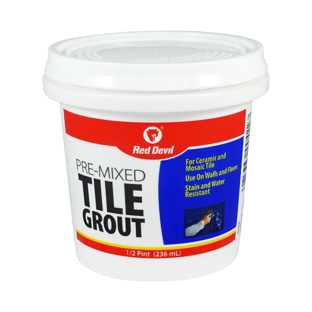 Pre-Mixed Acrylic Tile Grout - 1/2 Pint, White for Effortless Tiling Projects