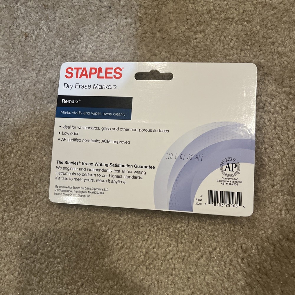 NEW Staples Remarx Dry Erase Markers - Fine Point - Assorted (4 pack)