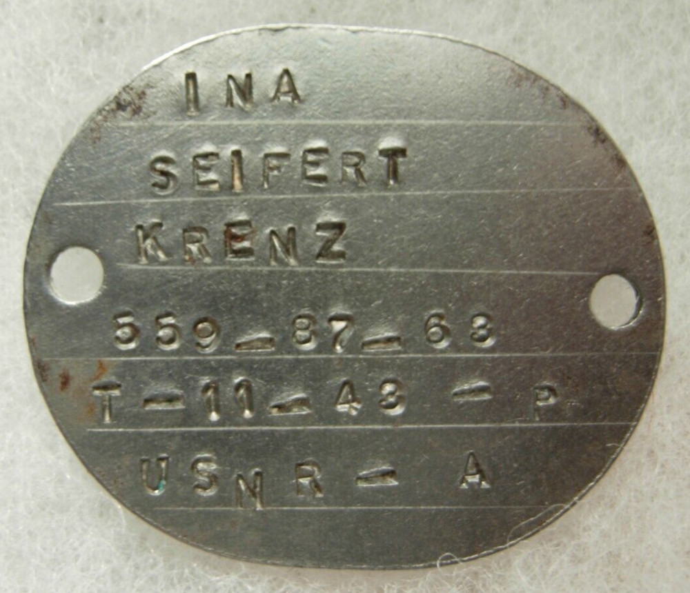 WW2 Hand Stamped  US Navy WAVE Female Dog Tag - Ina Seifert Krenz 559-87-63 - XB