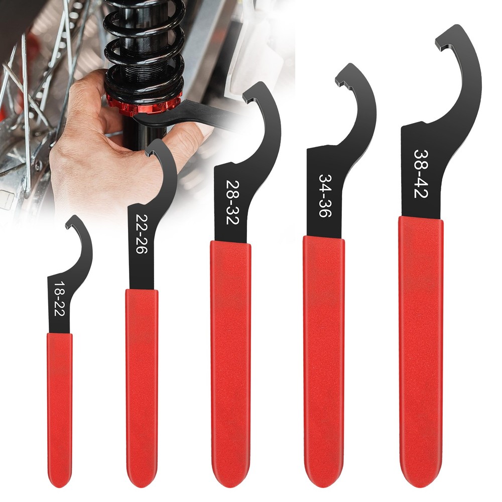 5x Spanner Coilover Wrench Set Shock C-Shape Spanner Adjustable Tool Hook Wrench
