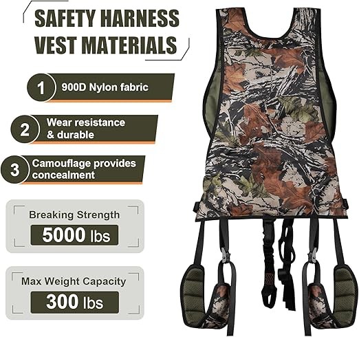 Lightweight Tree Stand Safety Harness with Padding for Men