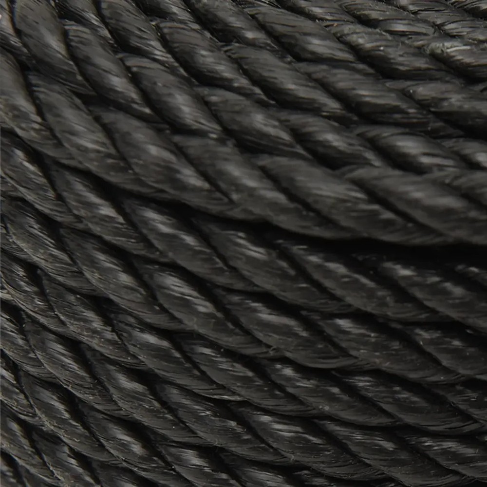 Work Rope Black 16mm x 100m Polypropylene Twisted UV Resistant Floatable Heavy D