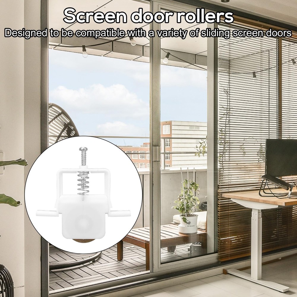 4pcs Sliding Screen Door Rollers, 1in Spring Loaded Rollers Replacement Rolle...
