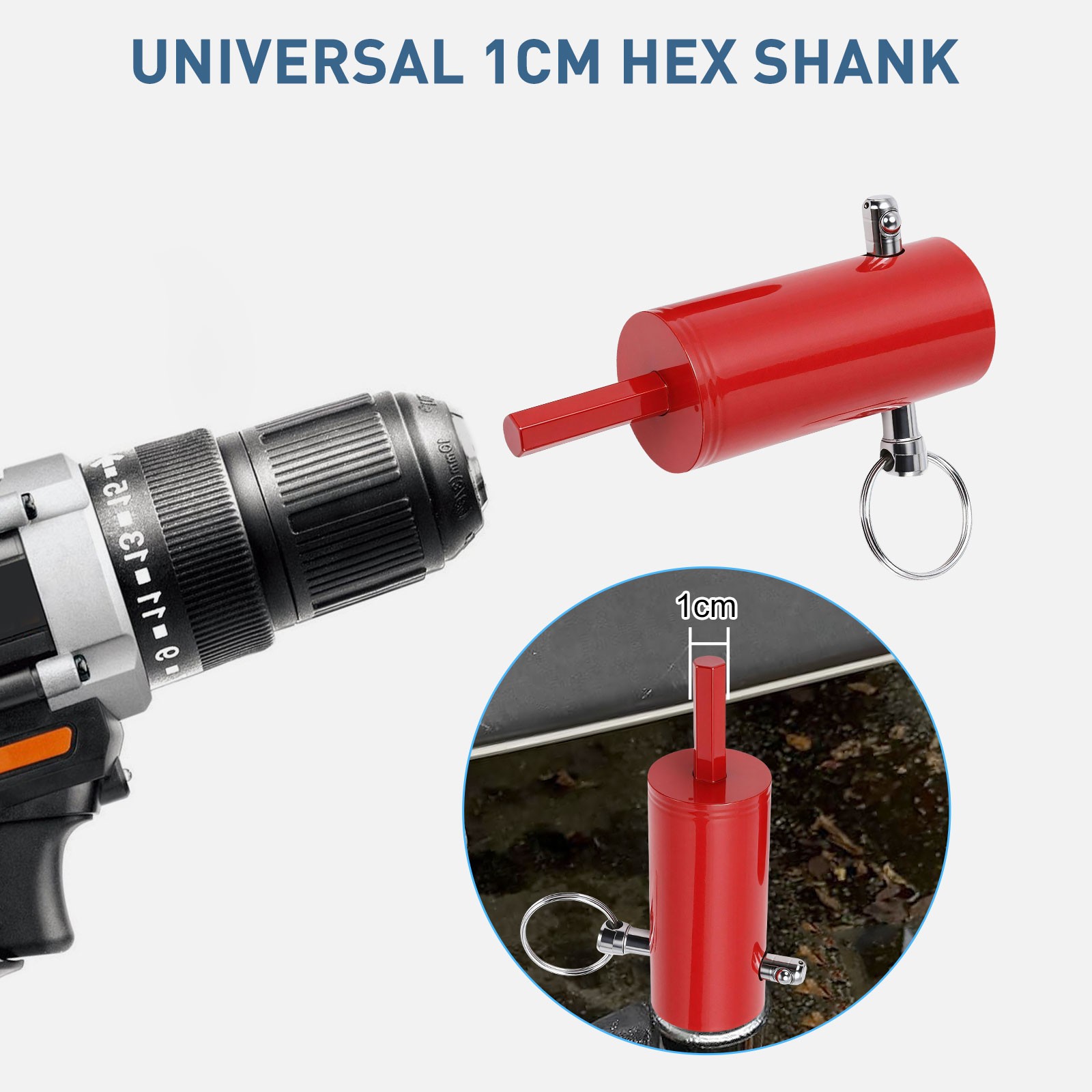 2 PCS Trailer Jack Electric Drill Adapter 1in Handle Bolt Fit 1/2" & 3/8" Shank