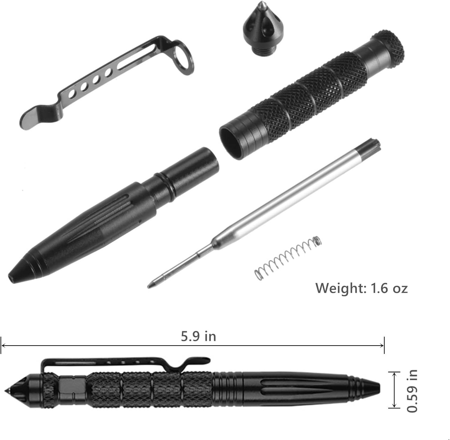 Tungsten Steel Military Tactical Pen - 2 Pack Emergency Self Defense with 8 Blac
