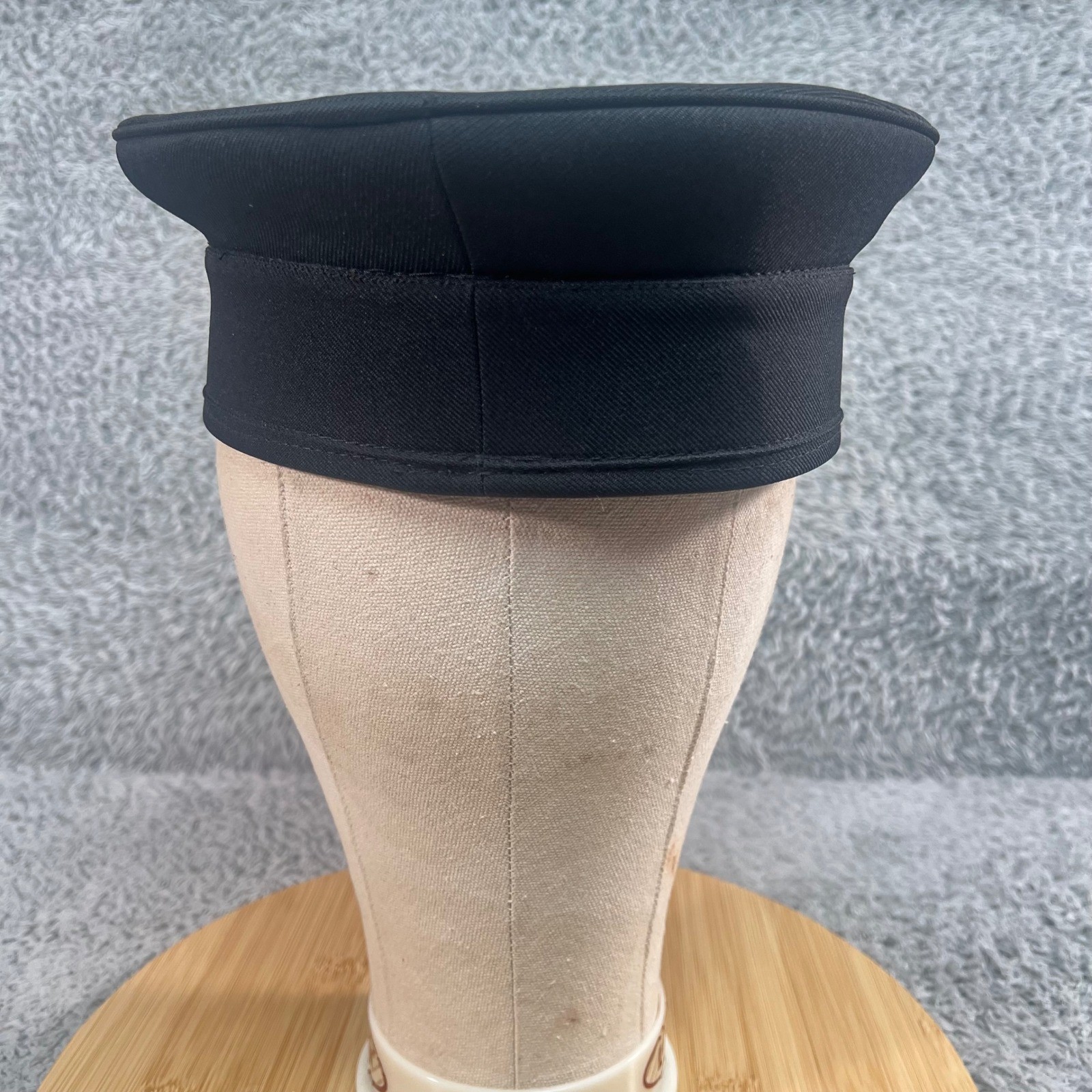 Fire Department Service Cap Union Made USA Black Dress Hat Silver Strap 7 5/8