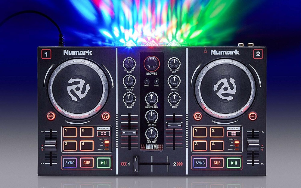 Numark Black mirror ball with 2 deck DJ controller Add Virtual DJ LE Software