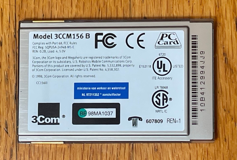 3Com Megahertz 56K Global Modem (3CCM156B) 56 Kbps - Not tested