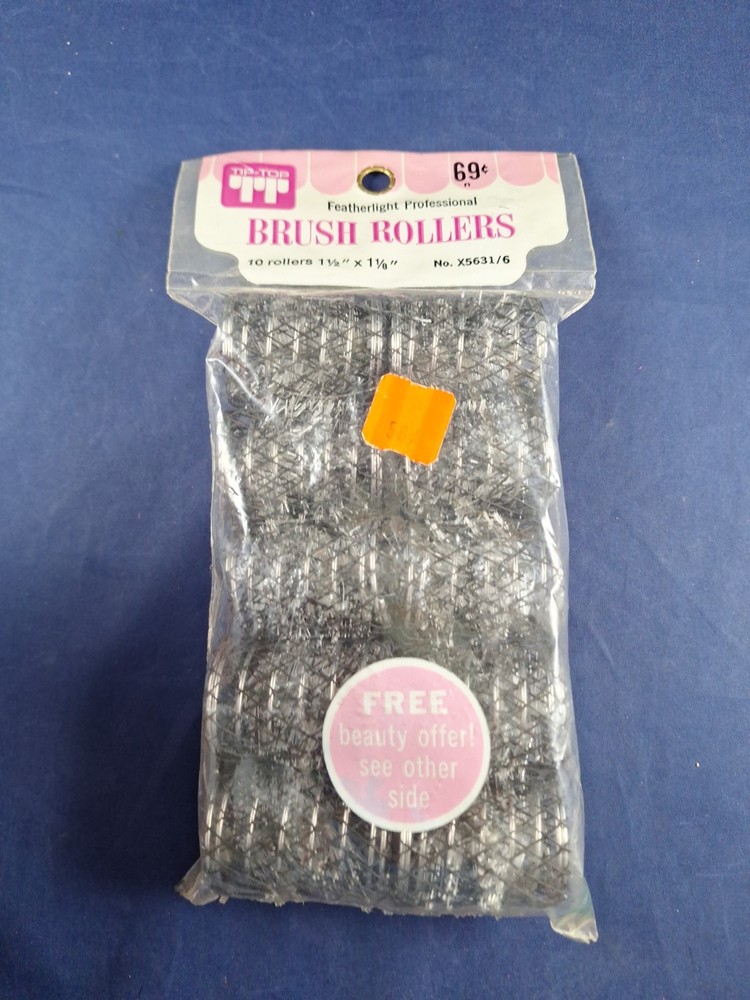 Vtg 1960's Tip Top Brush Rollers New In Package *7FB
