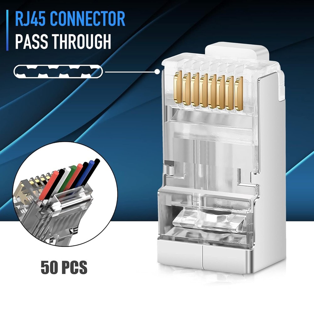 Shielded RJ45 Cat6 Cat6A Pass Through Connector