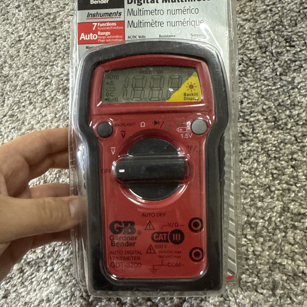 Gardner Bender GDT-3200 Digital Multimeter, 7 Funct., 7 Range, Tests AC/DC Volt,