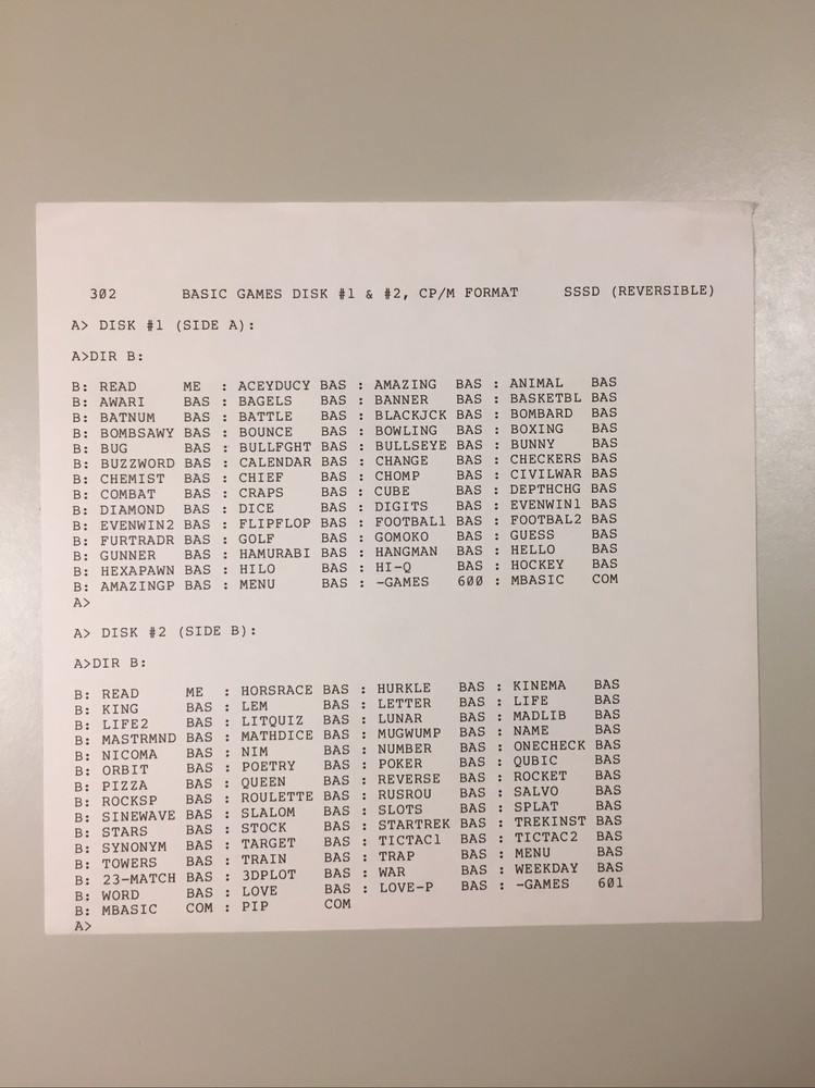 Vintage BASIC GAMES 8” Double Sided Floppy Disk TONS OF GAMES VHTF