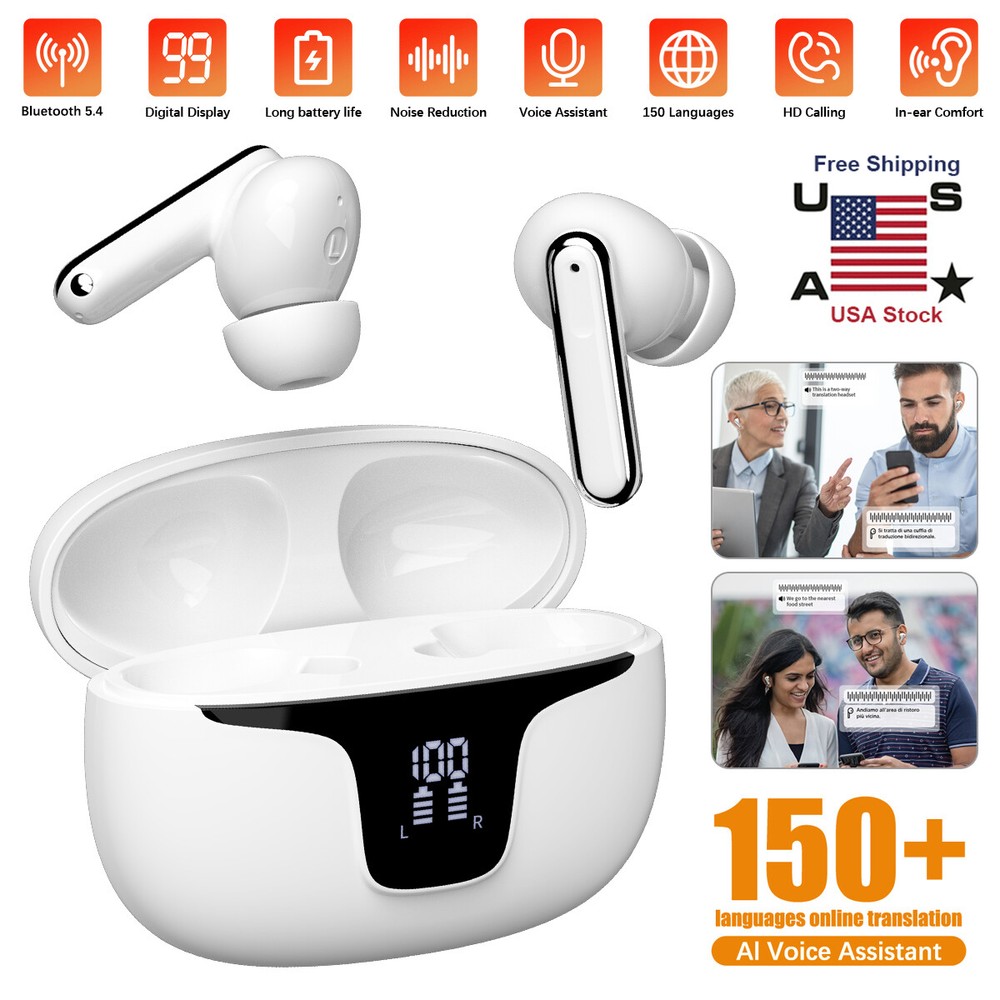 150+ Languages Two-Way Translator Earbuds Wireless Bluetooth Headset Headphone !