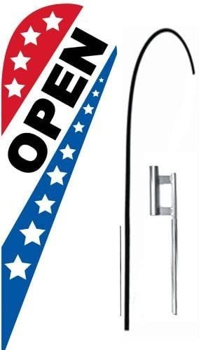 2 (two) OPEN red/wh/bl 10.5' TEARDROP BLADE FLAGS KIT