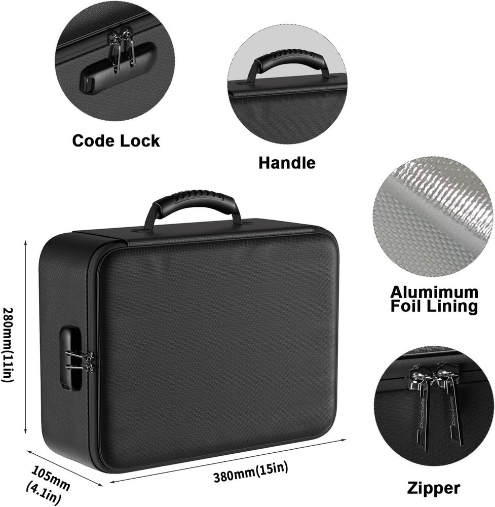Upgraded Fireproof File Organizer, Lockable Bag
