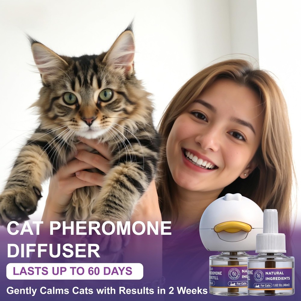 Cat Calming Pheromone Diffuser, Cat Anxiety Relief Diffuser Plug in Calmer wi...