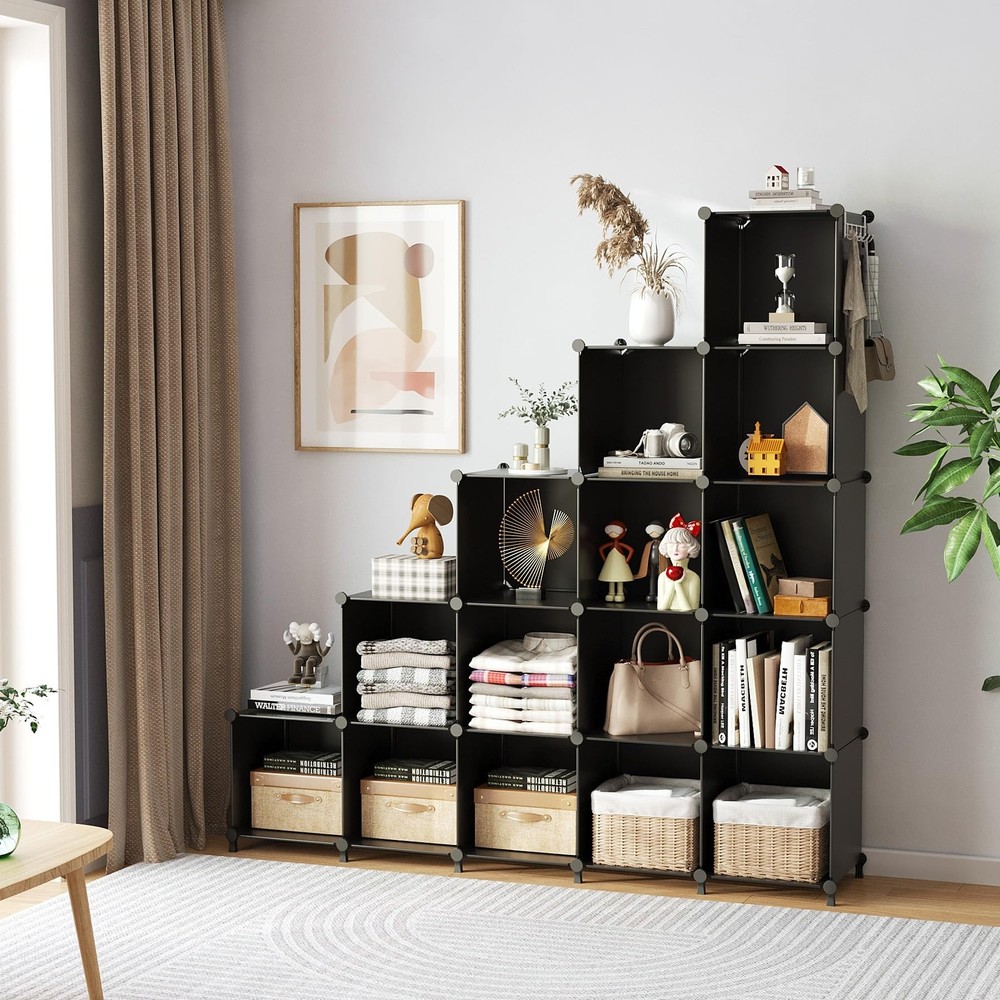 Cube Storage Organizer, 16 Cube Closet Organizer, Stackable Storage Cube Shel...
