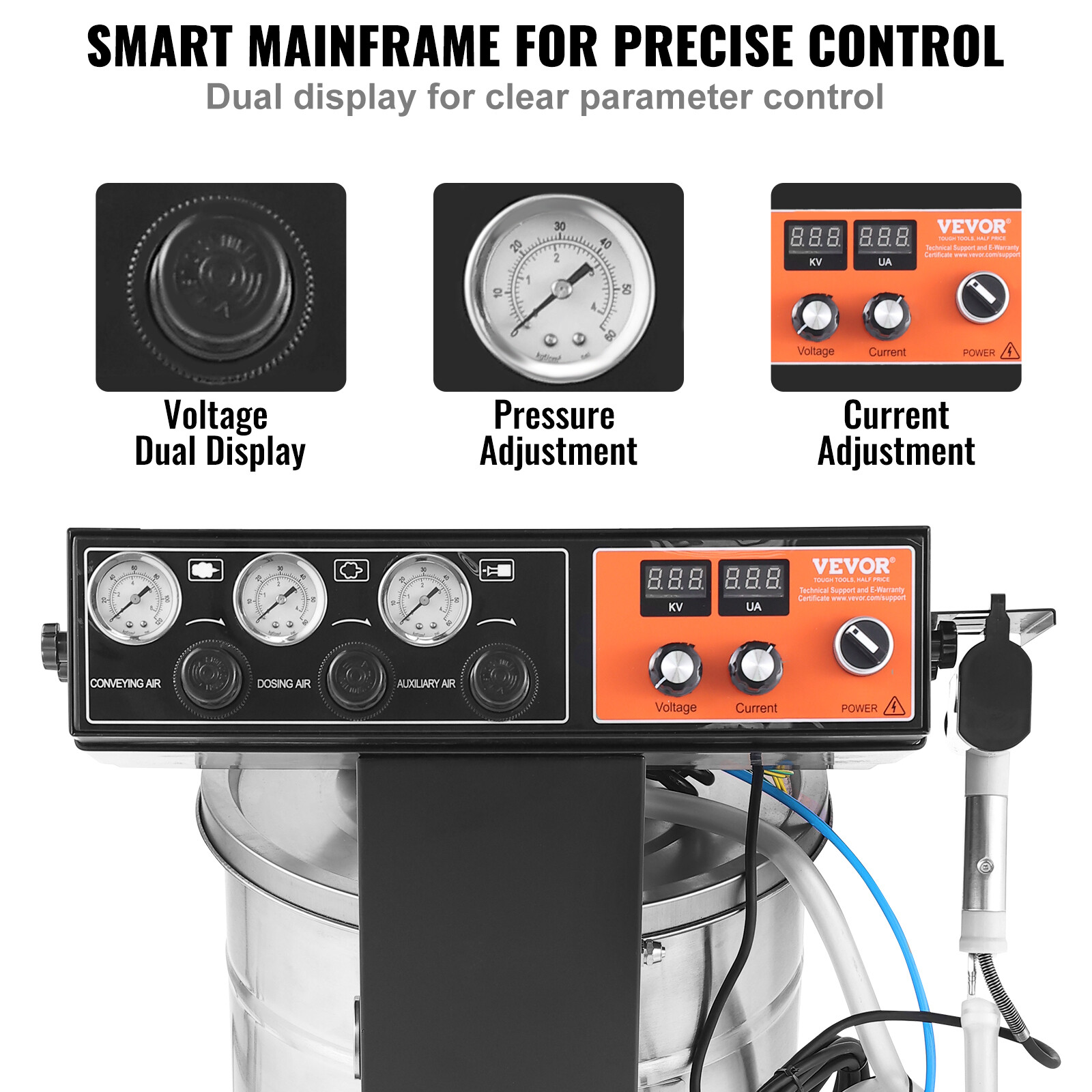 VEVOR Powder Coating System 40 W 100KV Electrostatic Output 50L Powder Hopper