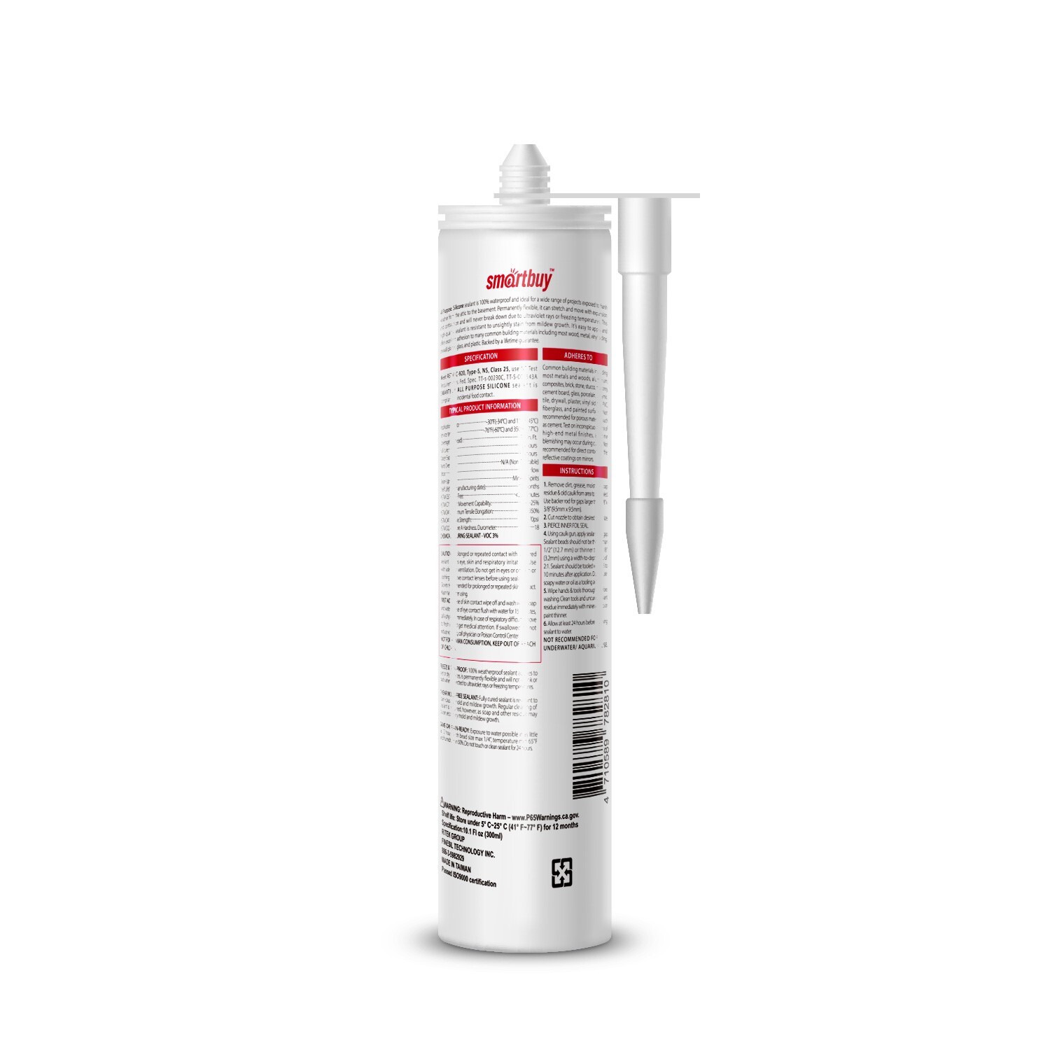 Smartbuy All Purpose 100% Clear Silicone Sealant Adhesive For Glass Window Door