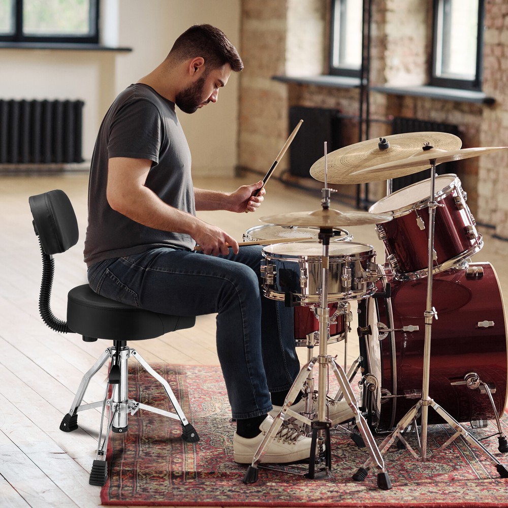 Drum Throne with Backrest,Heavy Duty Hydraulic Adjustable Drum Seat Saddle