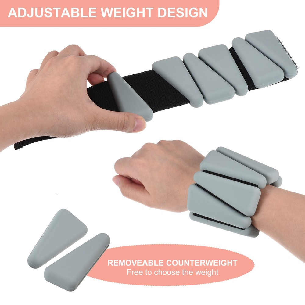 2pack 2lbs Total (1lb Each) Adjustable Wrist Ankle Weights Gray