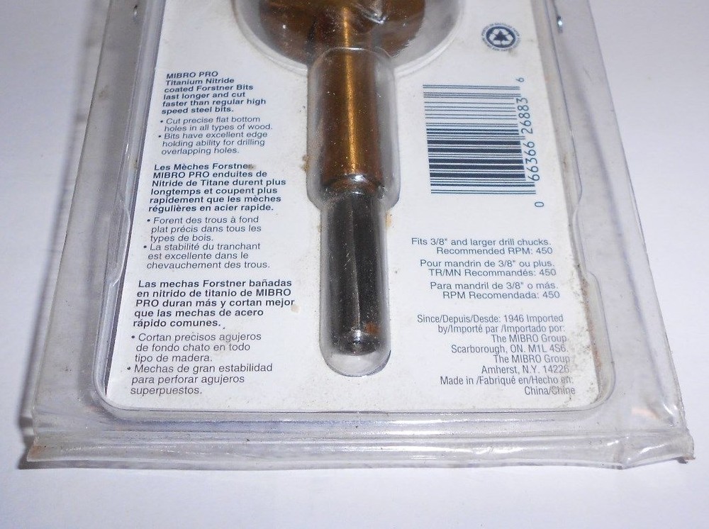 1 3/8 inch Mibro Pro Titanium Forstner Bit