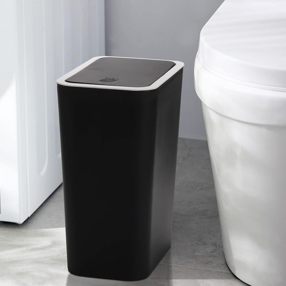 Fasmov Trash Can, 2 Pack 7.5 Liter / 2 Gallon Plastic Garbage Black&Black