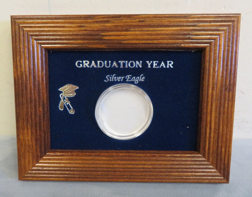 Silver Eagle "GRADUATION YEAR" Oak Frame. NO COIN