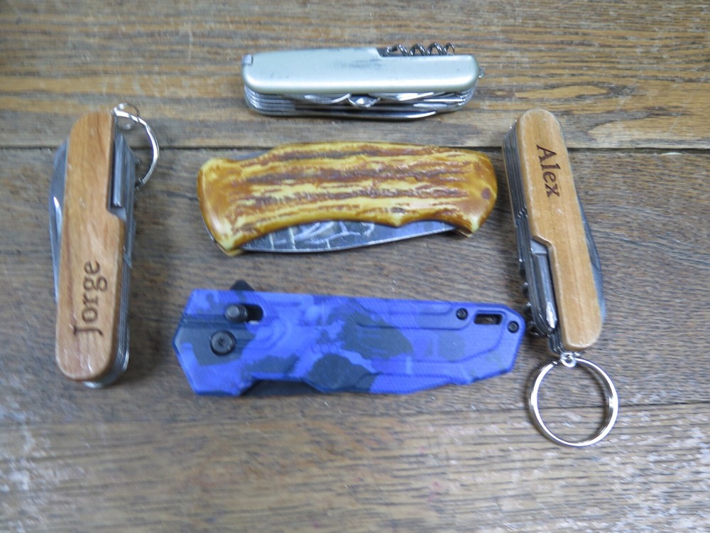 5 Assorted Multi-tool Knifes Bundle Kobalt Names Wood Plastic