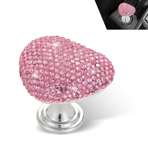 Car Push Start Button, Scratch-resistant Push-type 1 PC Pink #Diamond-encrusted