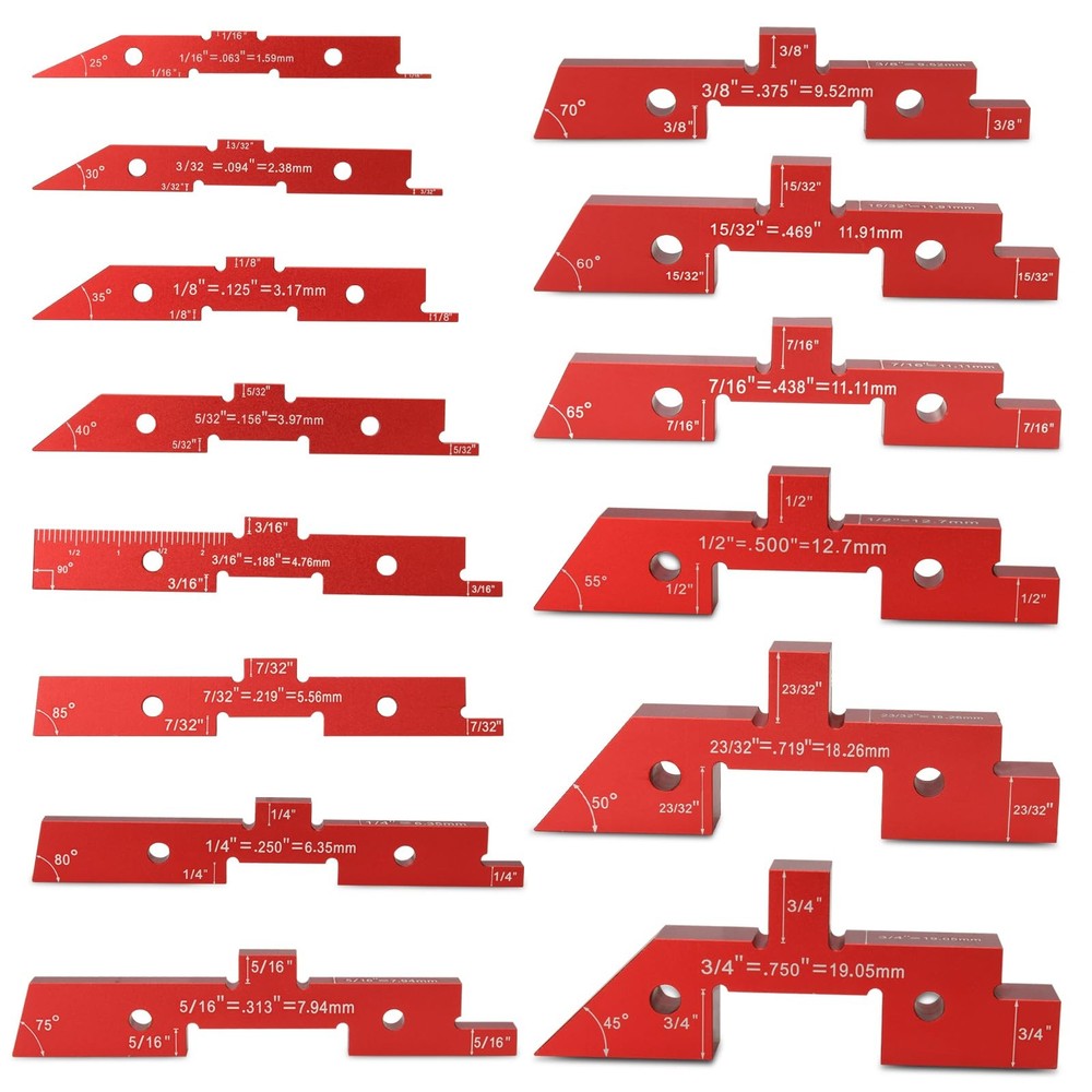 Setup Blocks Woodworking 14Pcs Aluminum Setup Bars with Case Setup Blocks Hei...